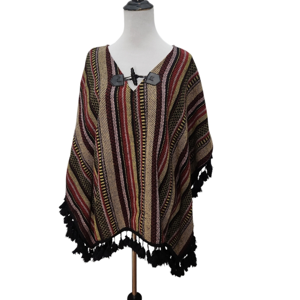 Ethereal Paper by Crane Southwestern Boho Poncho with Tassels Size Small